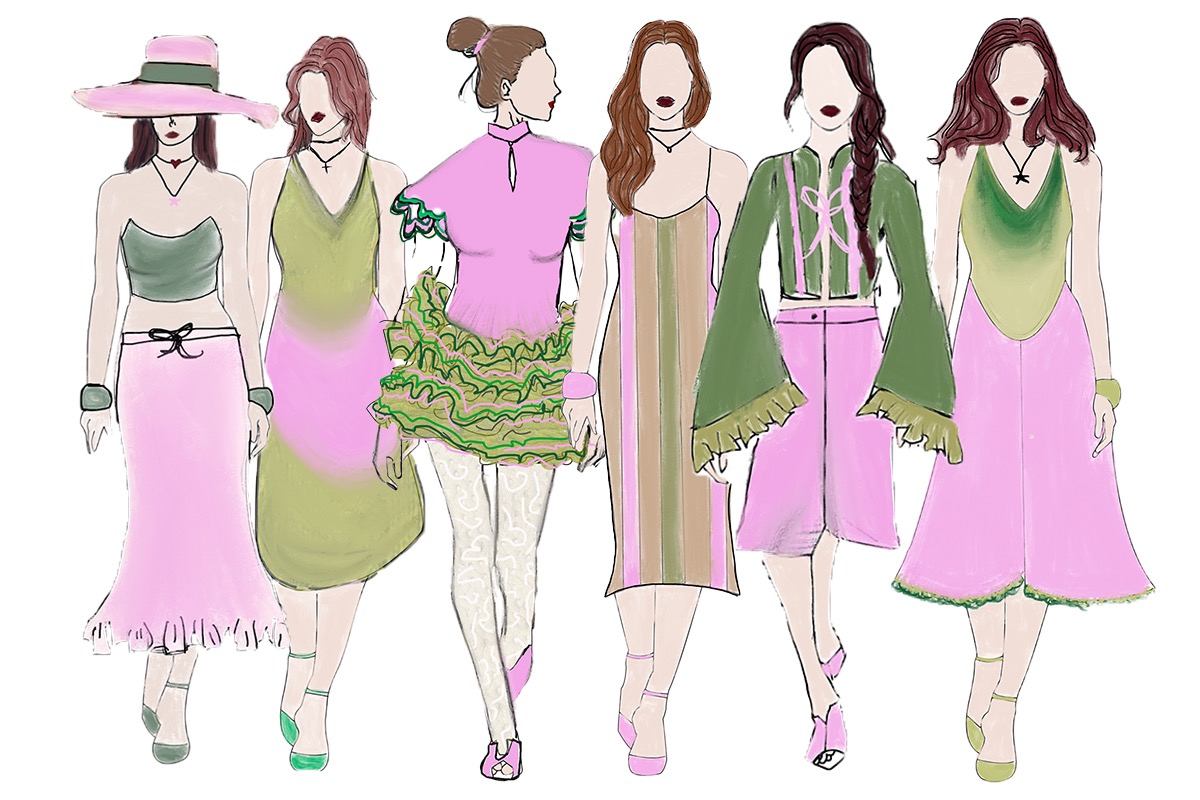 River Island — six-look fashion illustration final lineup